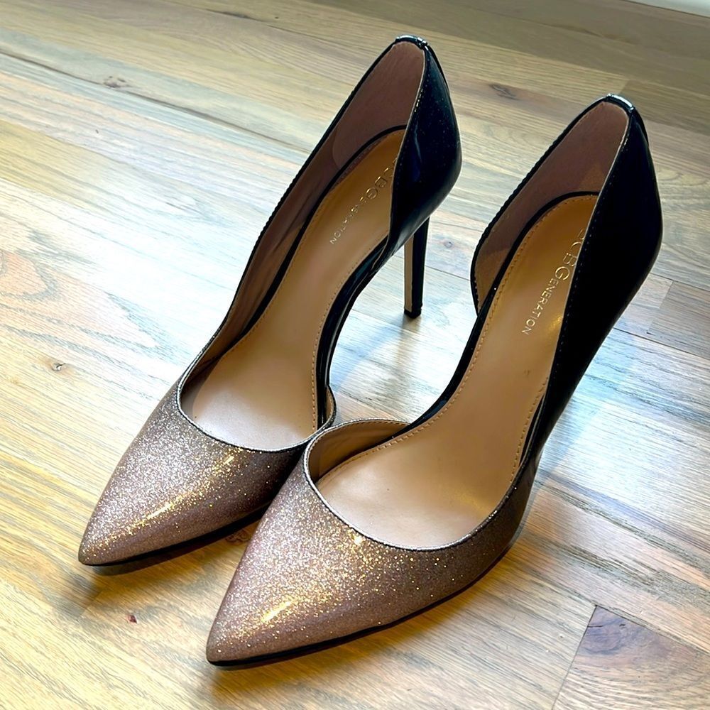 BCBGeneration “Lenny” Ombré Pink & Black Glitter Stiletto Heels